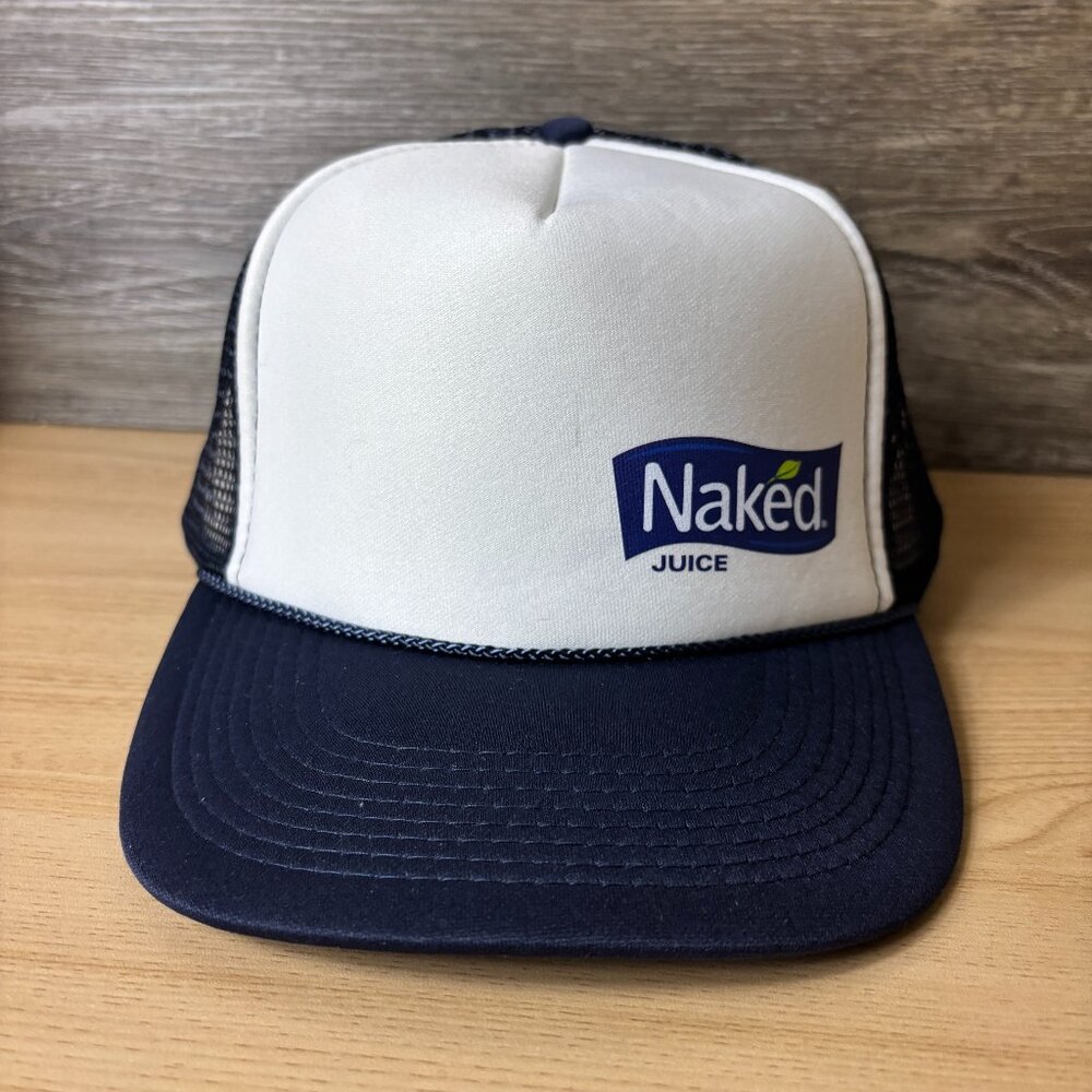 Naked Juice Hat Cap Snapback White Blue Trucker Outdoor Adjustable